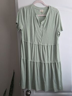 Light Green Tiered Midi Dress